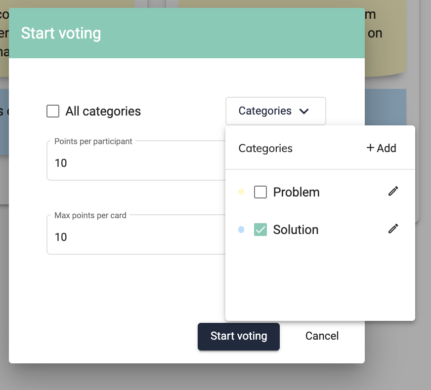Voting feature during 5 Whys remote workshop