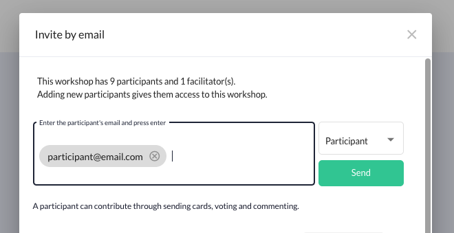 Enter participant's email address