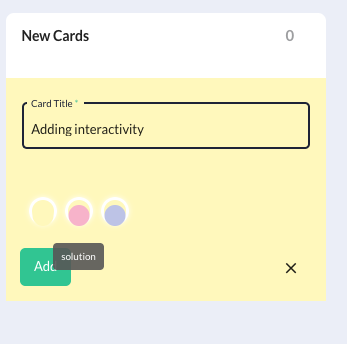 screenshot showing how to add a card in an activity